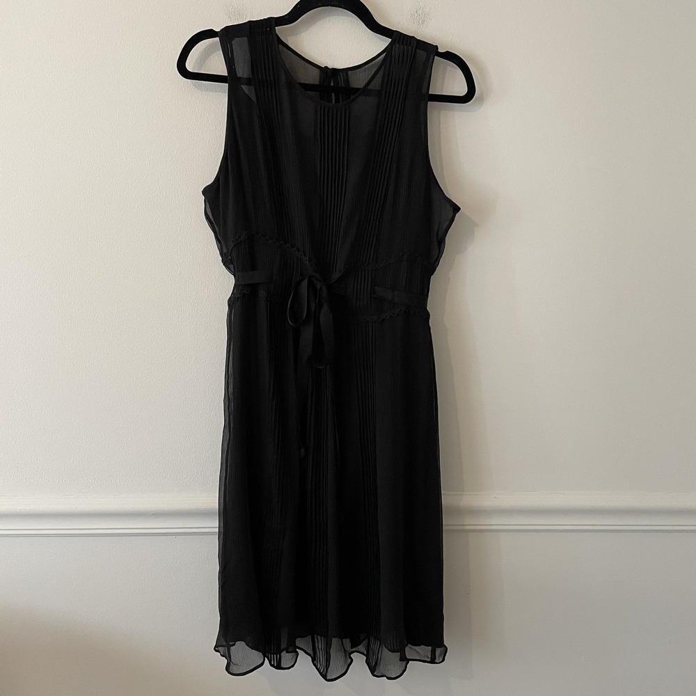 NWT Calvin‎ Klein 100% Silk Pleated Dress Black 10 Y2K Whimsigoth Grunge Career